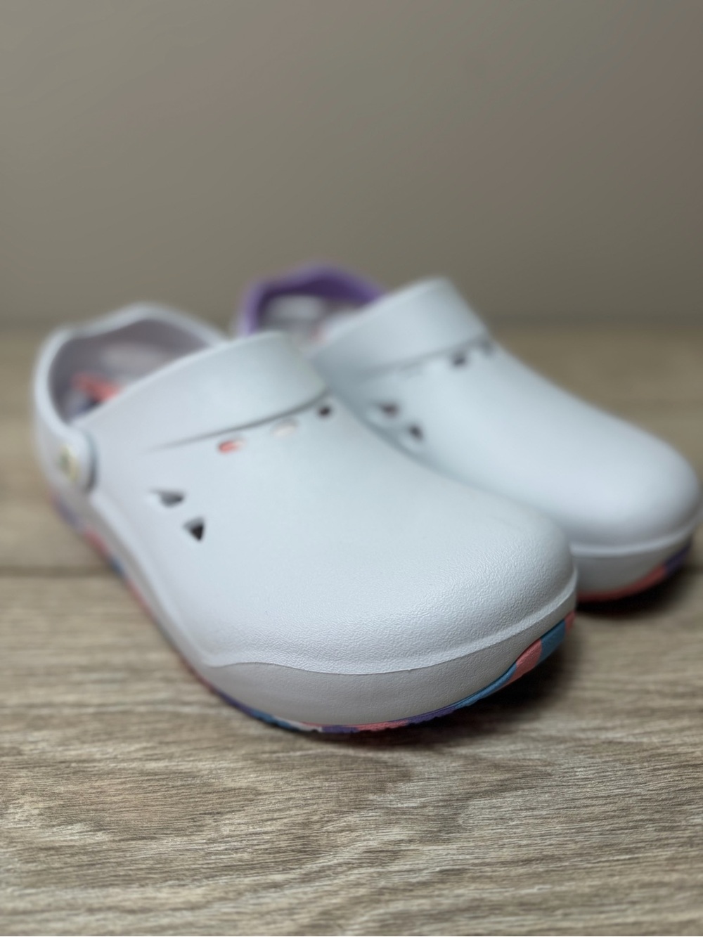Anywear White Comfort Nursing/Work Anti-Slip Clogs Changeable Straps Womens 8